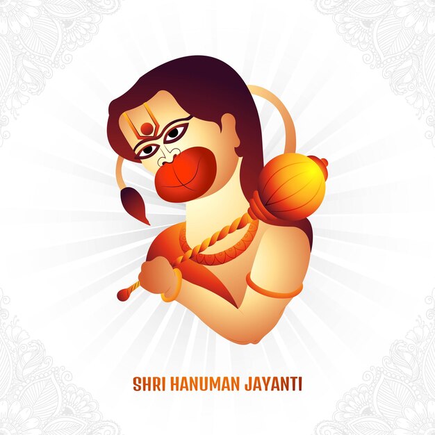 Free vector x9illustration of lord hanuman for hanuman jayanti festival card background
