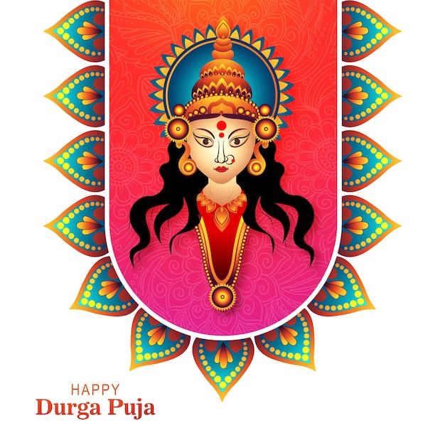 Free vector x9indian festival goddess durga face holiday celebration card background