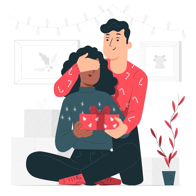 Free vector xmas surprise concept illustration