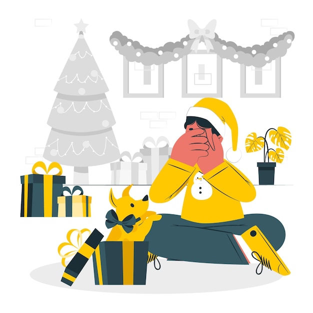 Free vector xmas surprise concept illustration