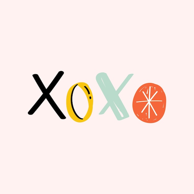 Xoxo doodle word hand-lettering typography