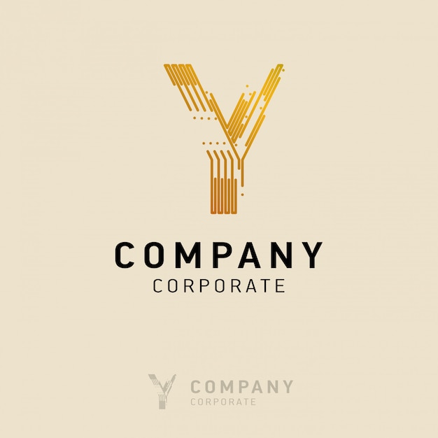 Free vector y company logo design with visiting card vector