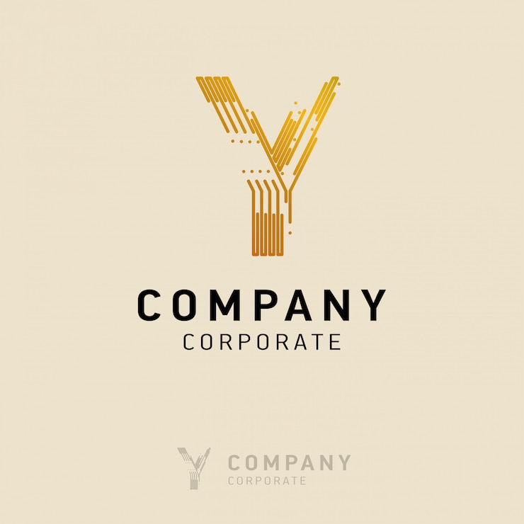 Free Vector y company logo design with visiting card vector