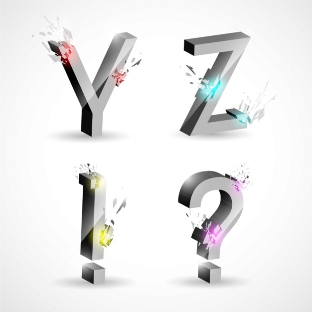 Y z, metal letters with explosions