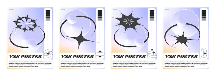 Free Vector y2k aesthetic banners set abstract black signs