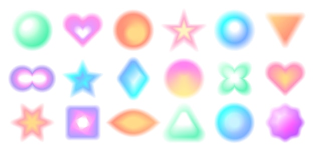 Free vector y2k aesthetic blurred gradient shapes