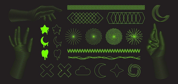 Free Vector y2k aesthetic element pack