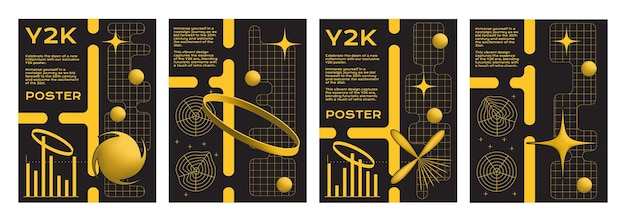 Free vector y2k aesthetic poster design template