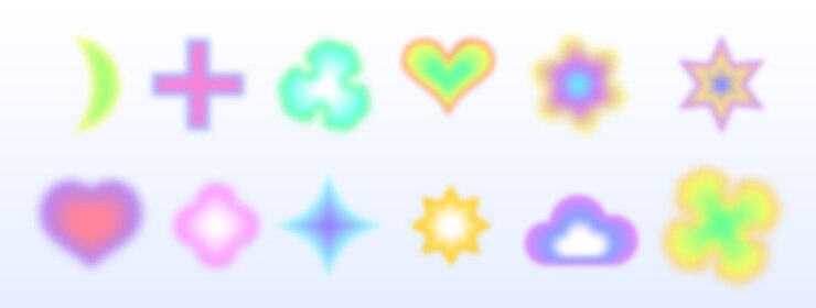 Free Vector y2k blur shape with neon gradient aesthetic