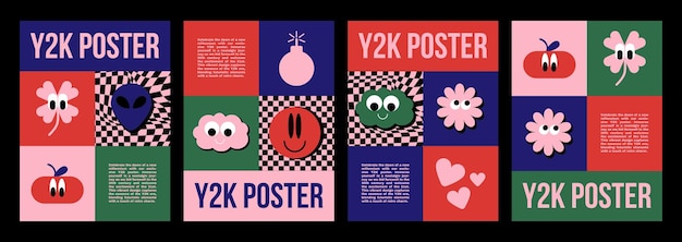 Free vector y2k poster design template