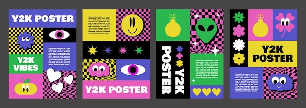 Free vector y2k poster design template