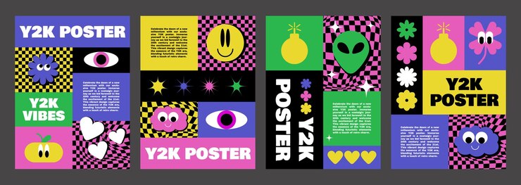 Free Vector y2k poster design template