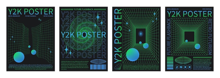 Free Vector y2k retro style poster design template