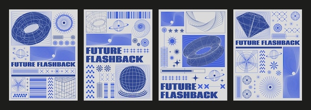 Free vector y2k style banners set