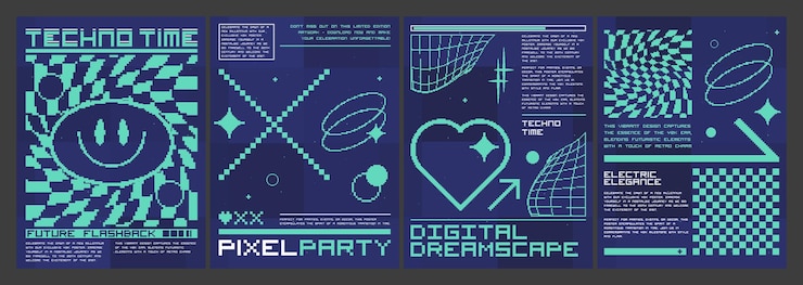 무료 Vector y2k vibe 플라이어 컬렉션