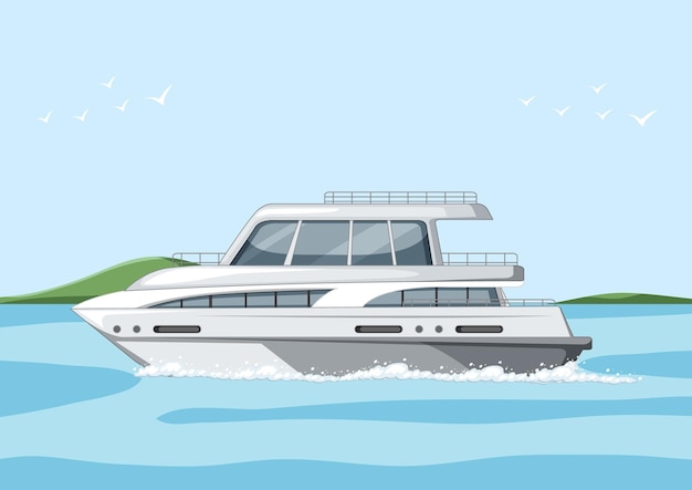 Free vector yacht ship in the river scene