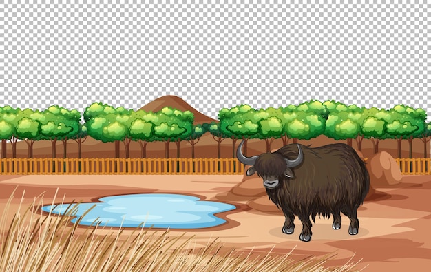 Free vector yak in nature landscape transparant scene