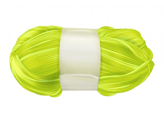 Yarn wool clew illustration of knitting textile yellow or green thread for weaving 