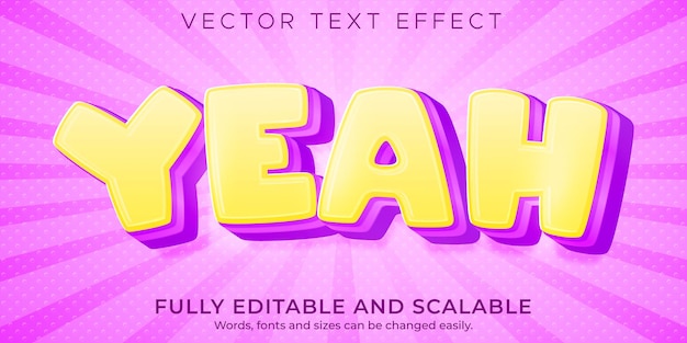 Yeah cartoon text effect editable soft and clean text style