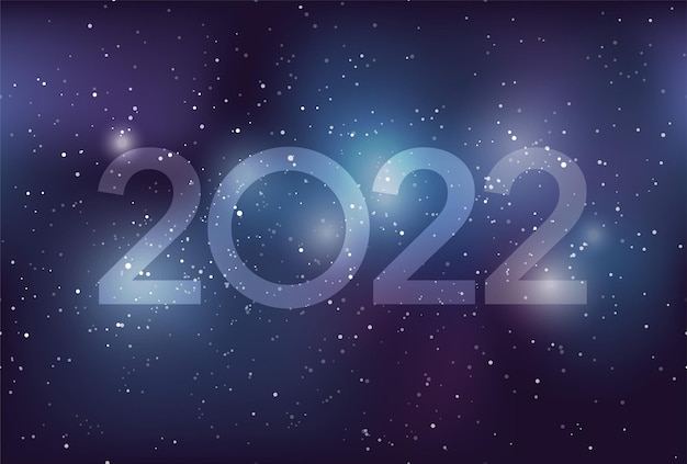 Free vector the year 2022 new years greeting card template with milky way galaxy stars and nebula