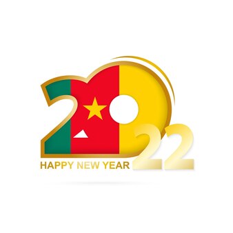 카메룬 국기 패턴이 있는 2022년. 새해 복 많이 받으세요 디자인.