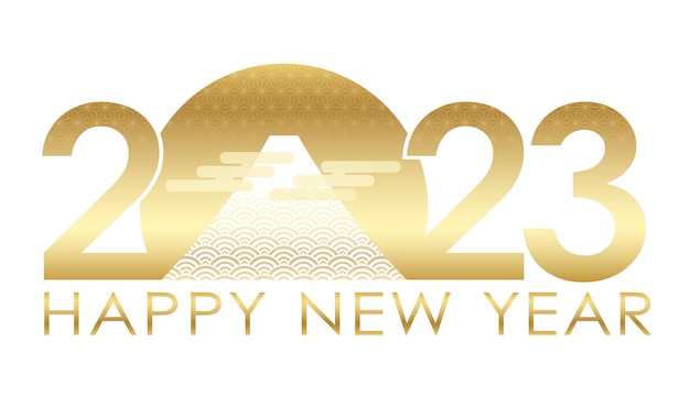 Символ нового года 2023 года с векторной иллюстрацией горы Фудзи