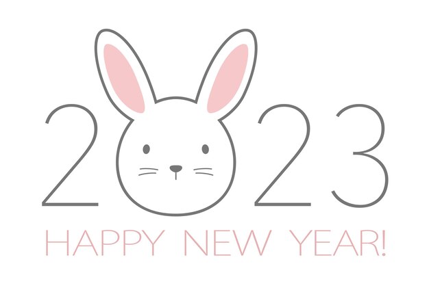 The Year 2023 The Year Of The Rabbit Greeting Symbol With A Cartoonish Rabbit Mascot