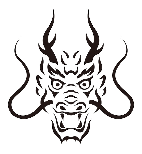 Free Vector year of the dragon black and white vector zodiac symbol isolated on a white background