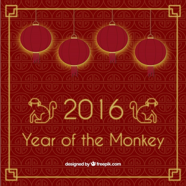 Year of the monkey red background