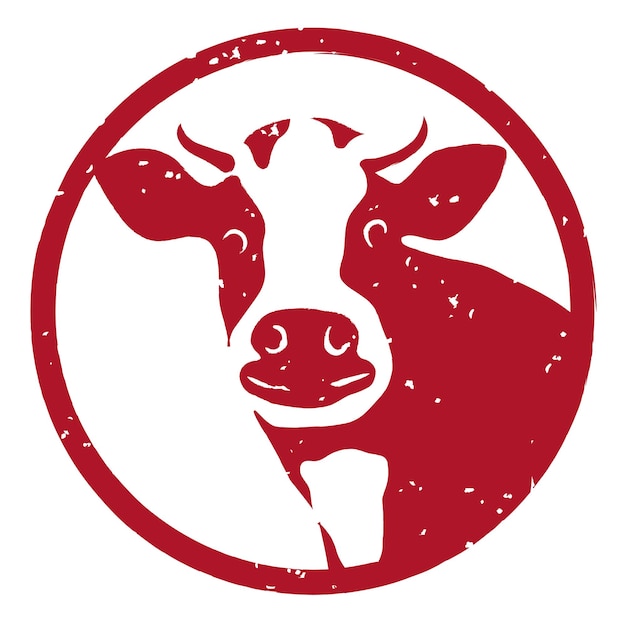 Бесплатное векторное изображение Год быка вектор новогодняя поздравительная марка, выделенная на белом фоне.