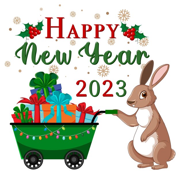 Free vector year of the rabbit happy new year banner