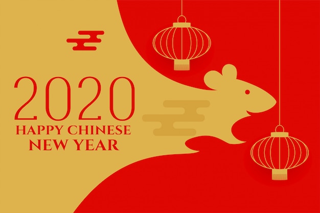 Year of the rat chinese new year greeting card