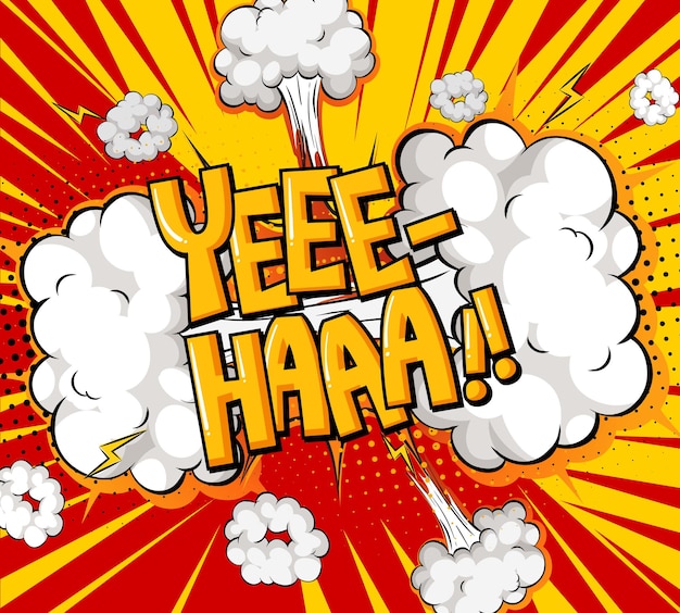 Free vector yee-haa wording comic speech bubble on burst