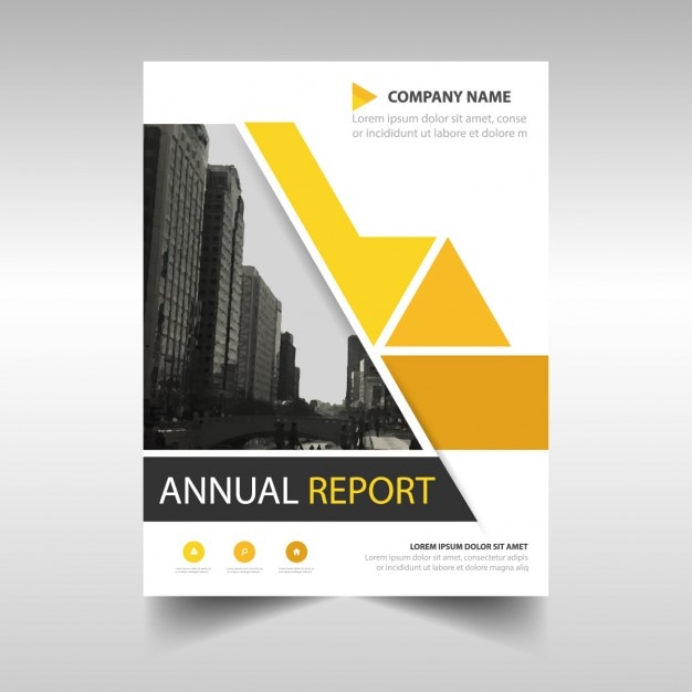 無料ベクター イエロー抽象的な幾何学的な年次報告書