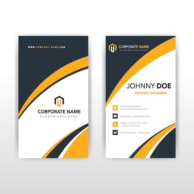 Yellow abstract vertical visit card template