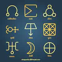 Free vector yellow alchemy symbols