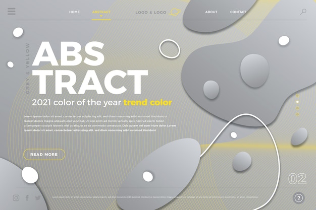 無料ベクター 黄色と灰色の抽象的なランディングページ