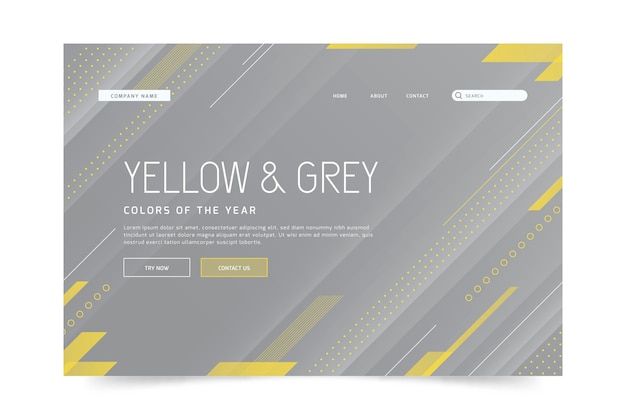 無料ベクター 黄色と灰色のランディングページのテーマ