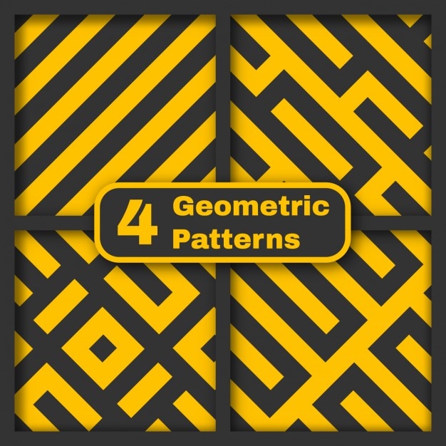 Бесплатное векторное изображение Желтый и серый геометрический и бесшовных набор шаблон