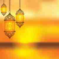 Free vector yellow arabic lantern background