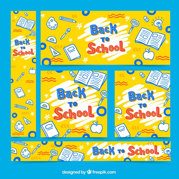 Yellow back to school web banners