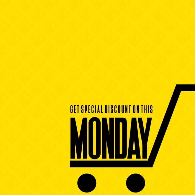 Free vector yellow background, cyber monday, shopping cart