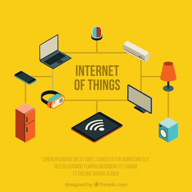 Sfondo giallo di sometrics con elementi di internet