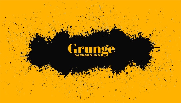 Vettore gratuito sfondo giallo con splatter nero del grunge