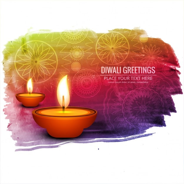 Free Vector yellow background with candles for diwali