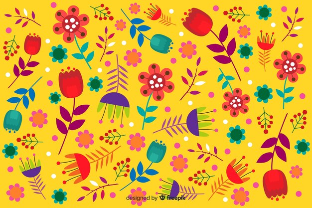 Yellow background with floral design