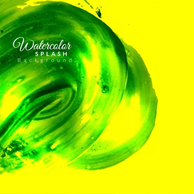 Free vector yellow background with green watercolor