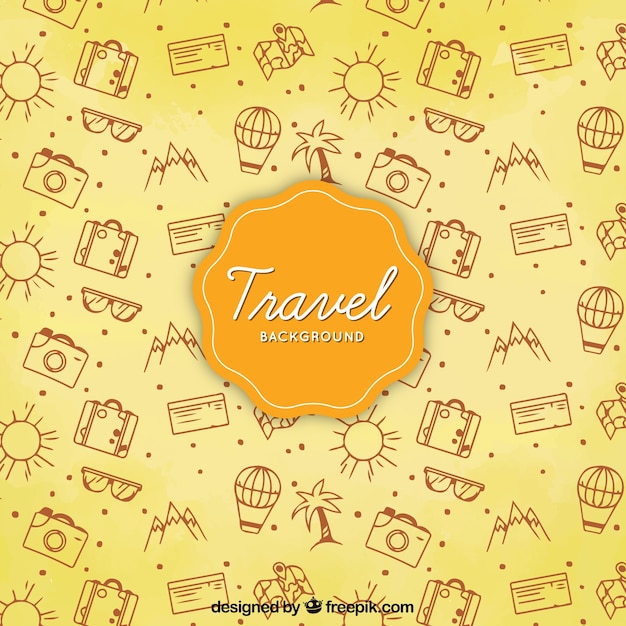 Yellow background with travel elements