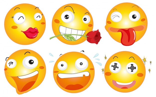 Free vector yellow ball with different facial expressions