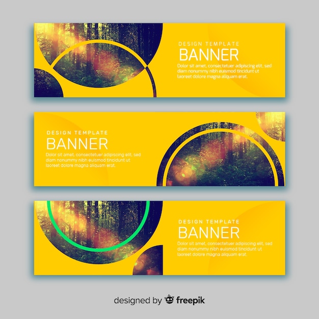 Free vector yellow banners with images